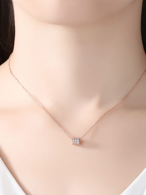 CCUI 925 Sterling Silver With Cubic Zirconia Simplistic Charm Necklaces 1