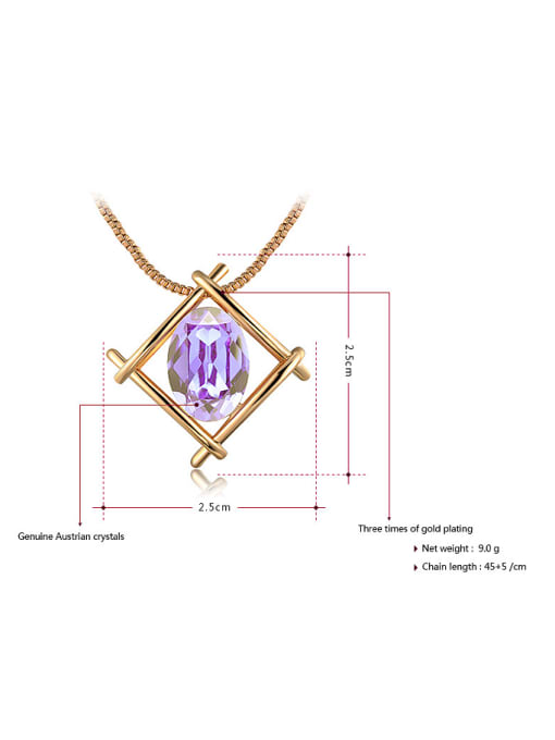 Ronaldo Purple Rose Gold Plated Square Shaped Austria Crystal Two Pieces Jewelry Set 2
