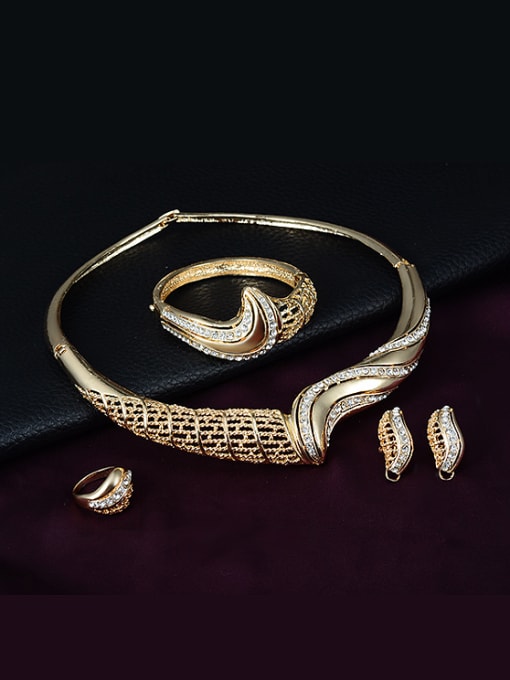 BESTIE Alloy Imitation-gold Plated Hyperbole style CZ Four Pieces Jewelry Set 1