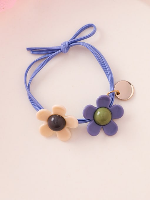 B Blue Rubber Band With Cut Sun Flower Hair Ropes