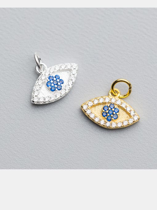FAN 925 Sterling Silver With Silver Plated Micro-inlaid zirconium eyes Charms 0