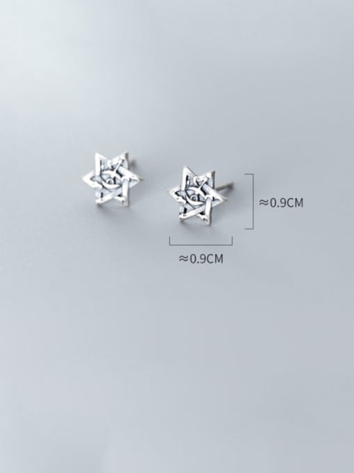 Rosh 925 Sterling Silver With Antique Silver Plated Vintage Star Stud Earrings 2