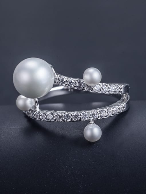 ALI Trendy micro-inlay AAA zircon imitation pearl branch ring 1