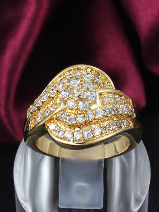 SANTIAGO Exquisite 18K Gold Plated Geometric Zircon Ring 1