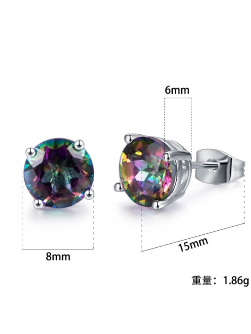 Color 8MM Classical White Gold Plated Women Stud Earrings