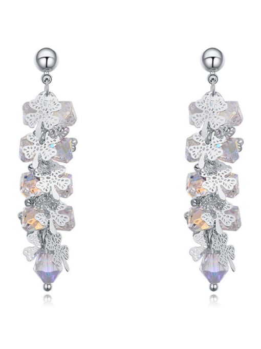 white Fashion Shiny austrian Crystals Drop Earrings