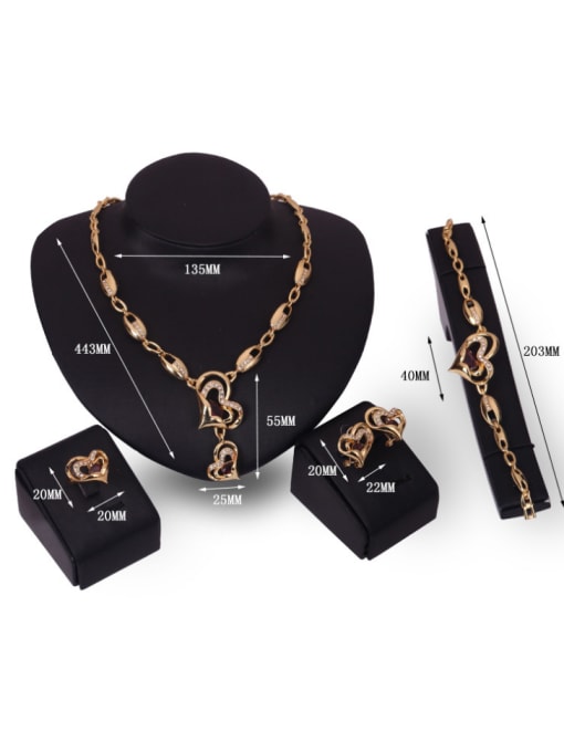 BESTIE Alloy Imitation-gold Plated Fashion Artificial Stones Heart-shaped Four Pieces Jewelry Set 2