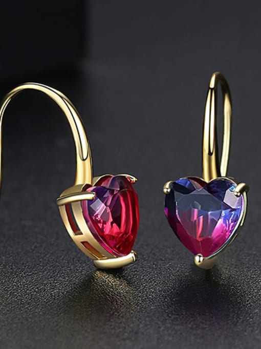 gold-purple Copper With Gold Plated Simplistic Heart Hook Earrings