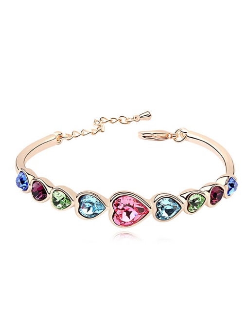 QIANZI Fashion Heart shaped austrian Crystals Alloy Bracelet 0