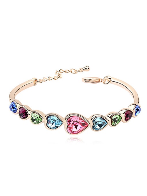 QIANZI Fashion Heart shaped austrian Crystals Alloy Bracelet