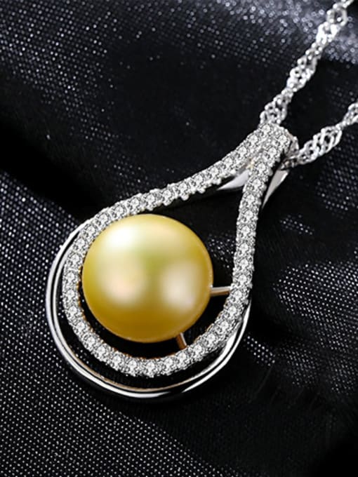 yellow -5C11 925 Sterling Silver With Platinum Plated Simplistic Geometric Necklaces