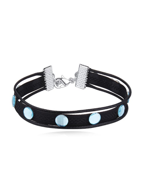 blue Personalized Black Band Cubic austrian Crystals Alloy Bracelet