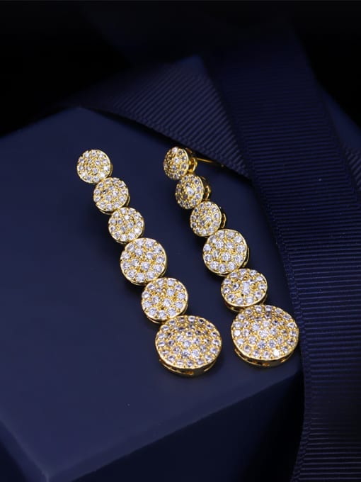 Gold High Quality Zircons Drop Chandelier earring