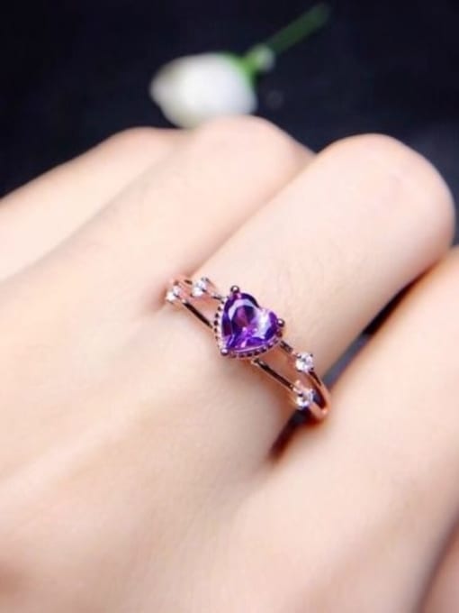 Violet Copper With Rose Gold Plated Cute Heart Cubic Zirconia Engagement Rings