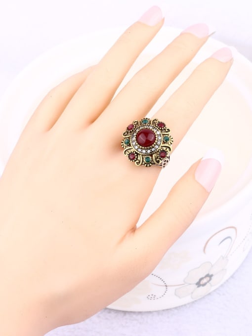 Gujin Retro style AAA Resin Cubic Crystals Round Ring 1
