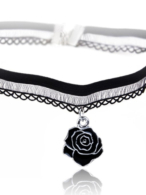 X221 Black Rose Stainless Steel With Fashion Rosary Necklaces
