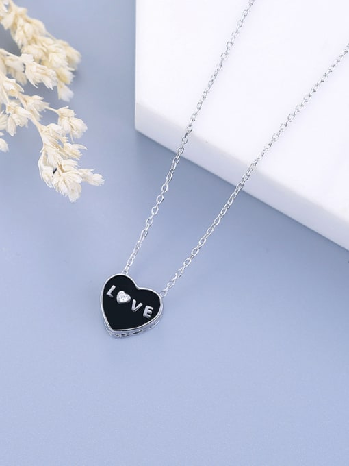 One Silver Black Heart Necklace 3