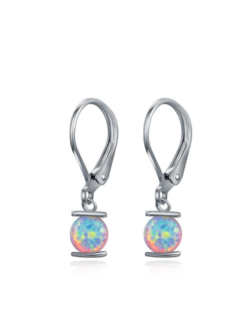White Elegant Simple Blue Opal Hook Earrings