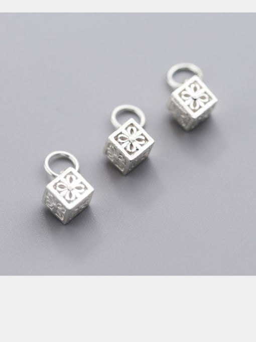 FAN 925 Sterling Silver With Silver Plated Classic Square Charms 2