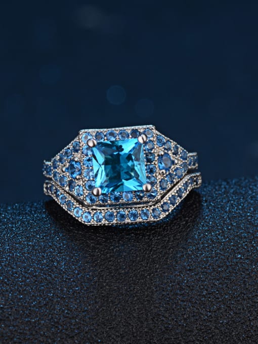 KENYON Fashion Shiny Blue AAA Zirconias Copper Lovers Ring 1