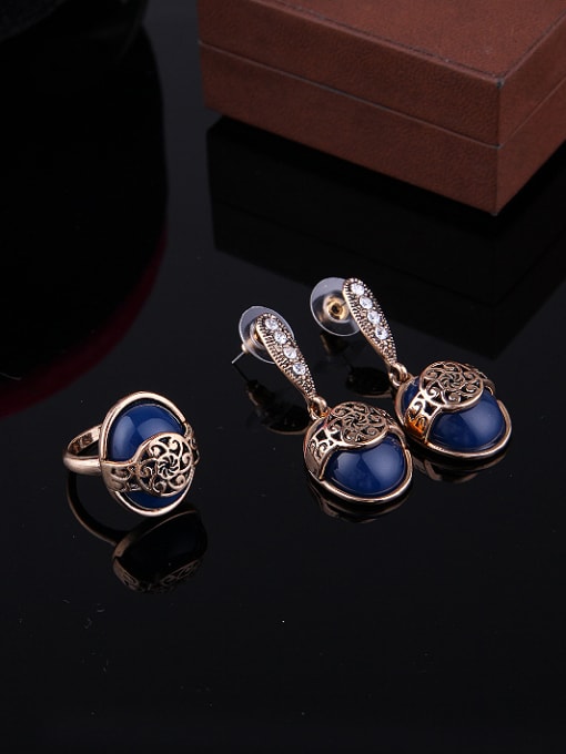 BESTIE Alloy Antique Gold Plated Vintage style Artificial Stones Hollow Three Pieces Jewelry Set 1