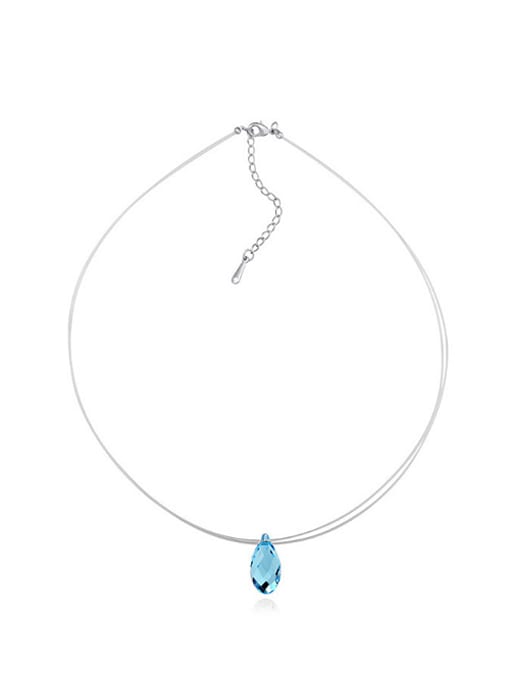QIANZI Simple Water Drop austrian Crystal Platinum Plated Necklace 0