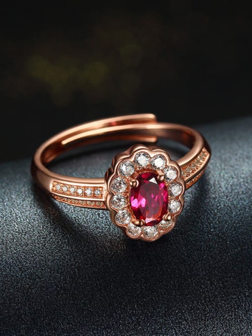 Deli Rose Gold Plated Gemstone Flowery Ring 1