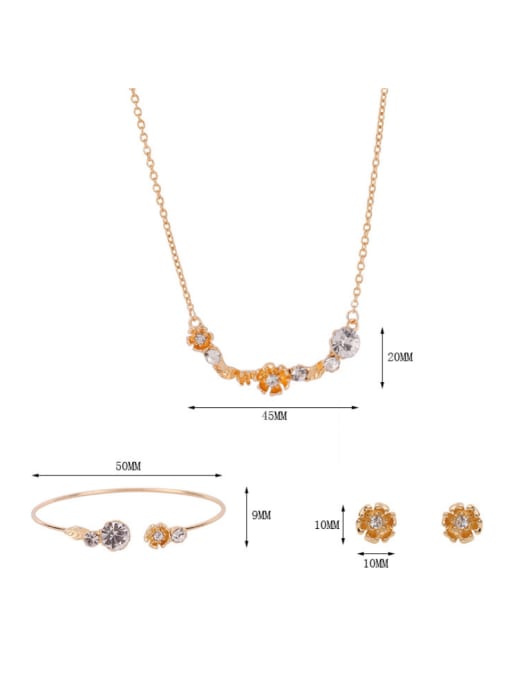 BESTIE Alloy Imitation-gold Plated Fashion Artificial Stones Flower Three Pieces Jewelry Set 3