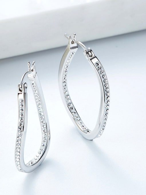CEIDAI Simple Cubic Tiny austrian Crystals 925 Silver Irregular Earrings 2