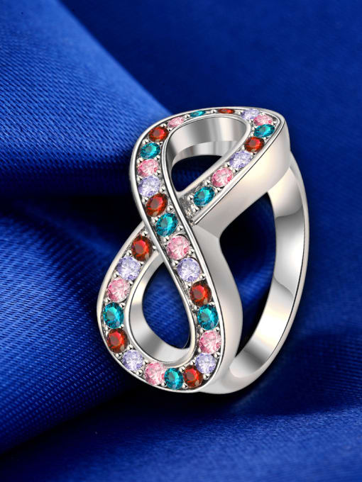Ronaldo Multi-color Number Eight Shaped Crystal Ring 2