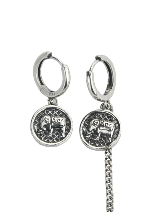 SHUI Vintage Sterling Silver With Simple Retro Baby Elephant  Clip On Earrings 0