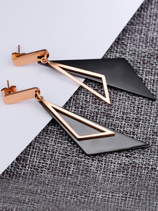 Open Sky Fashion Triangle Titanium Drop Earrings 2