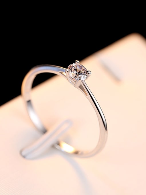 CCUI Pure Silver Engagement 4mm Hearts and arrows zircon ring 0