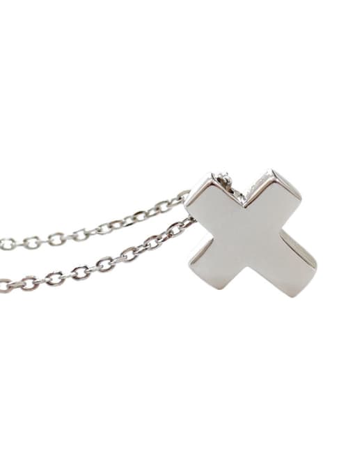 DAKA Simple Little Cross Silver Smooth Necklace 0