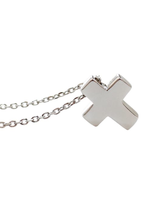 DAKA Simple Little Cross Silver Smooth Necklace