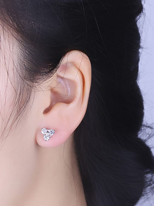 One Silver Charming Triangle Shaped Zircon Earrings 1