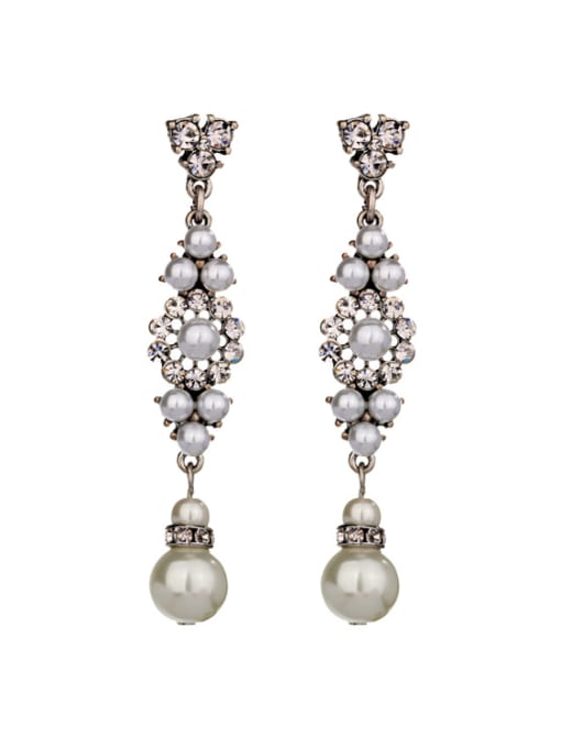 KM Alloy Artificial Pearls Drop Chandelier earring 0
