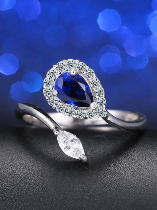 blue 6# 2018 Color Zircon Opening Cocktail Ring