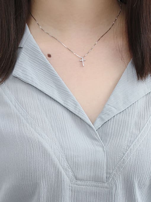 DAKA Sterling Silver minimalist Mini Cross Necklace 1