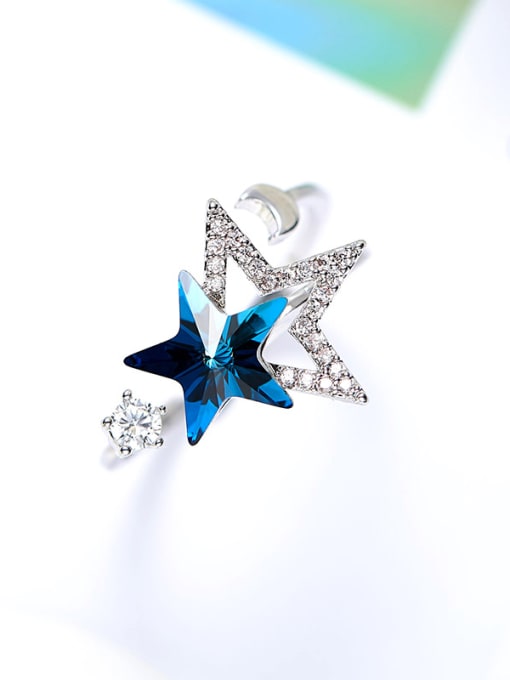 blue Five-pointed Star Shaped Crystal Ring