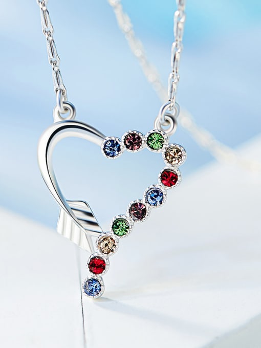 CEIDAI Heart-shaped Colorful Crystal Necklace 0