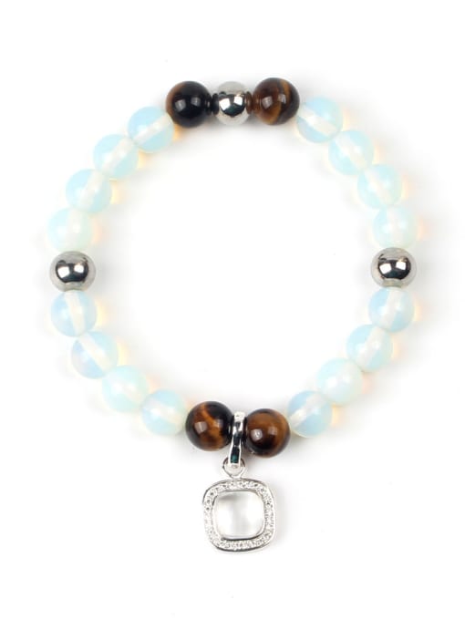 KSB1191-B (Opal) Shining Crystal Natural Stones Elegant Bracelet