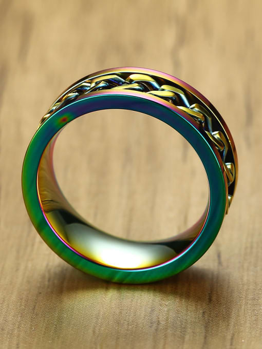 multi-color Multi-color Plated Geometric Shaped Titanium Men Ring