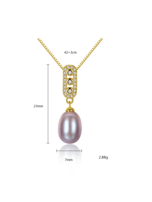 CCUI Pure silver natural pearl pendant 18K genuine gold plated necklace 3
