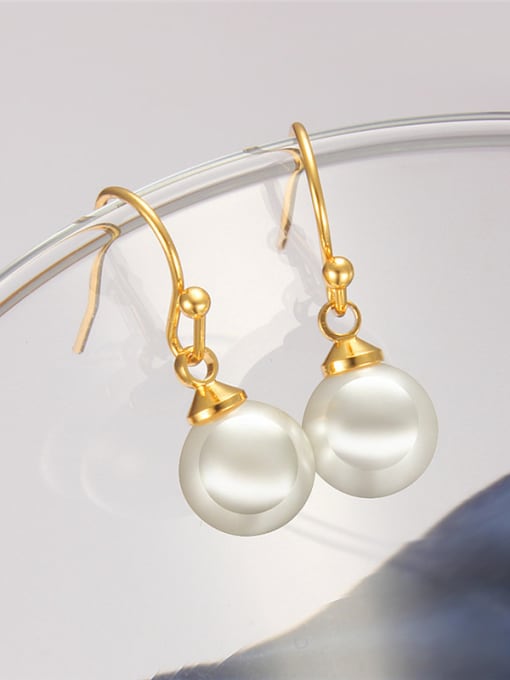 Gold White 18K Gold Plated Artificial Pearl Drop Earrings