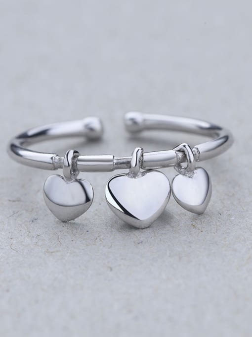 One Silver Simple Tiny Heart shapes 925 Silver Opening Ring 0