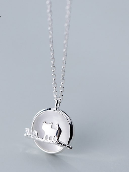 Rosh 925 Sterling Silver With Platinum Plated Simplistic Animal Cat Necklaces 2