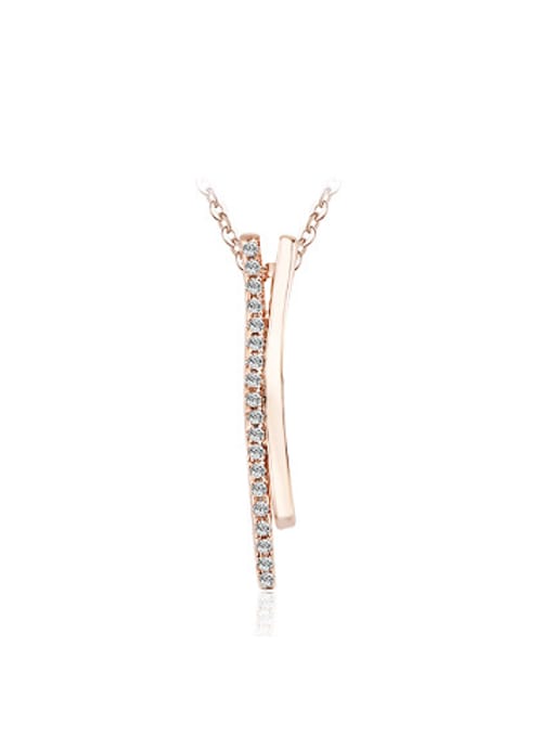 Rose Gold, White 18K Rose Gold Women Anti-allergic Zircon Necklace