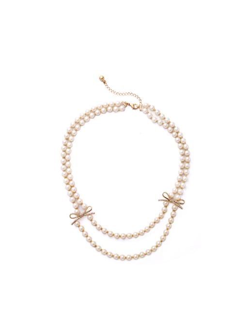 KM Double Layer Artificial Pearls Necklace