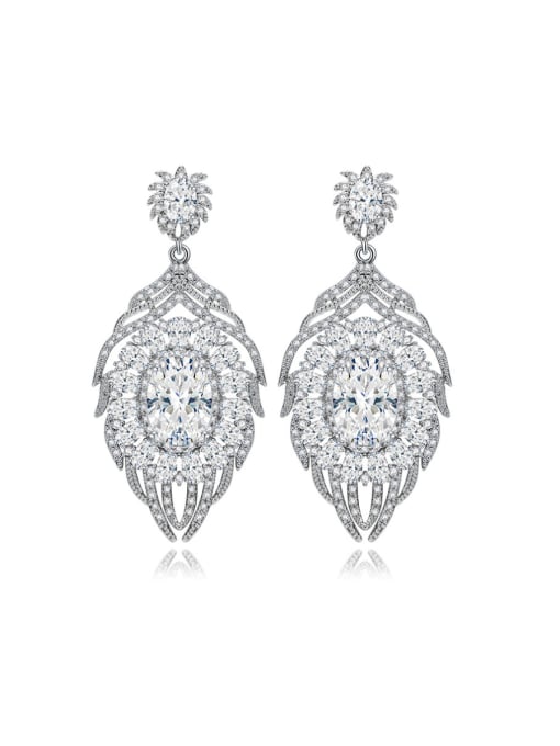 White Copper inlaid AAA zircon water-Drop earring